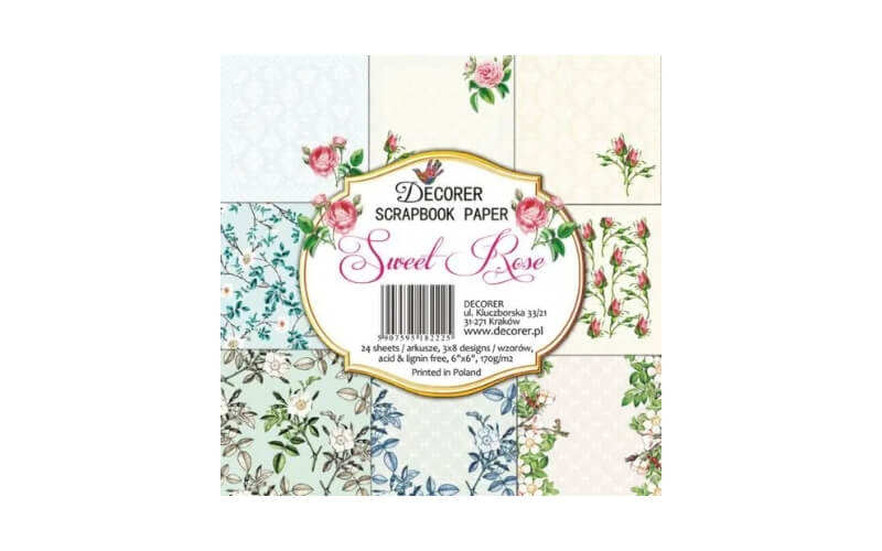 Plakboekpapier 15x15 Zoete Roos Decorer