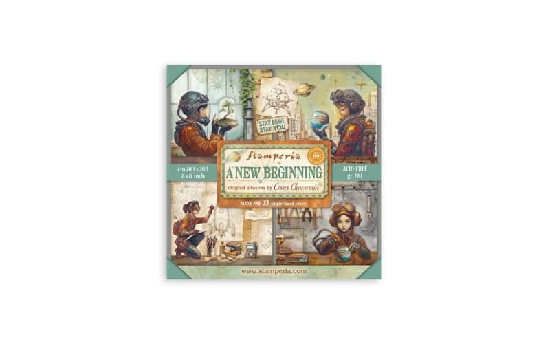 Plakboekpapier 20x20 A New Beginning Enkelzijdig Stamperia