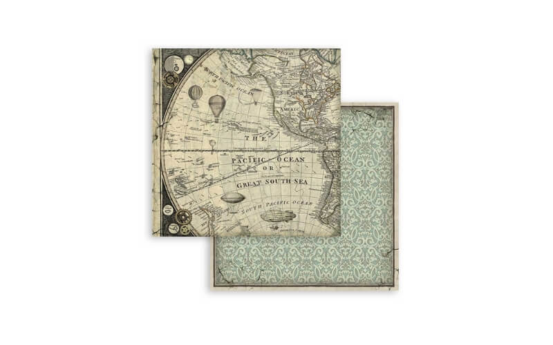 Plakboekpapier 20x20 Achtergronden Reizigers Stamperia