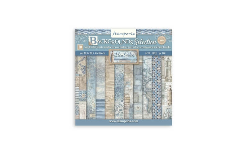 Plakboekpapier 20x20 Achtergronden Silent Sea Stamperia