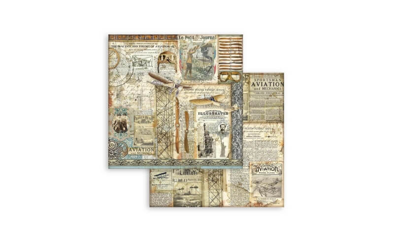 Plakboekpapier 20x20 Achtergronden Sir Vagabond Stamperia