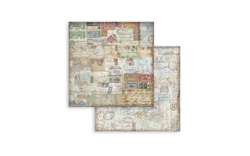 Plakboekpapier 20x20 Art of Travelling Stamperia