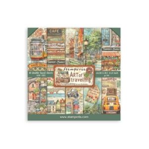 Plakboekpapier 20x20 Art of Travelling Stamperia