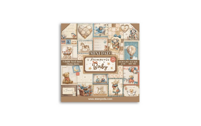 Plakboekpapier 20x20 Baby Mini Pad Stamperia