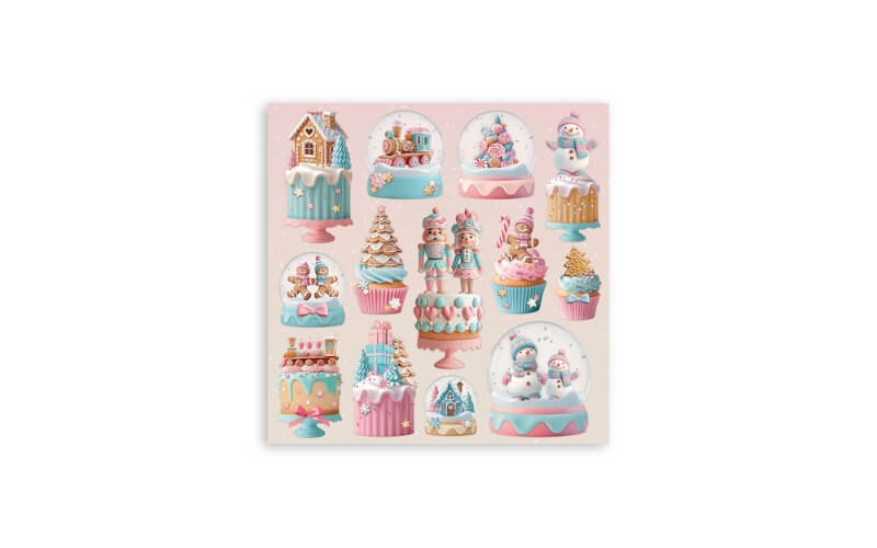 Plakboekpapier 20x20 Candy Christmas Enkelzijdig Stamperia