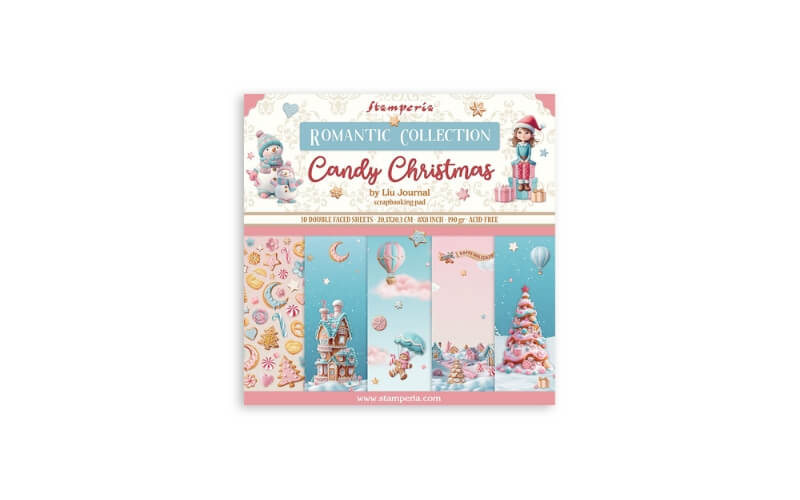 Plakboekpapier 20x20 Candy Christmas Stamperia