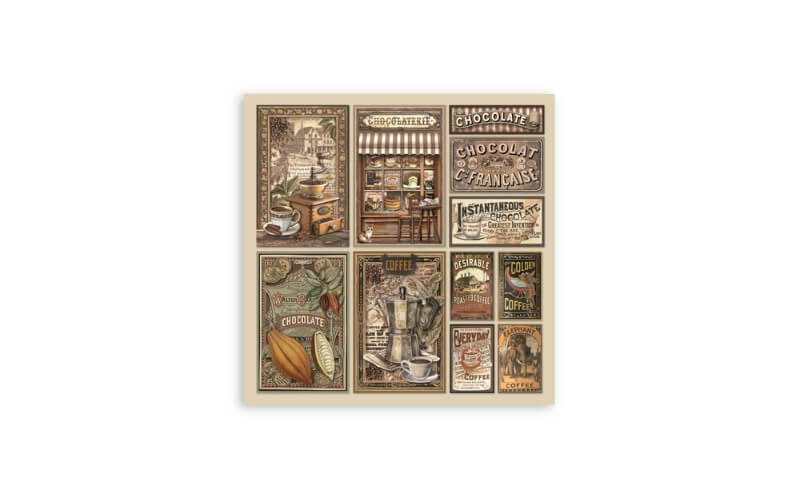 Plakboekpapier 20x20 Coffee and Chocolate Enkelzijdig Stamperia