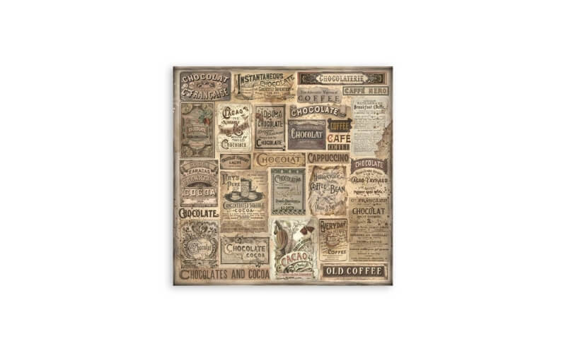 Plakboekpapier 20x20 Coffee and Chocolate Enkelzijdig Stamperia