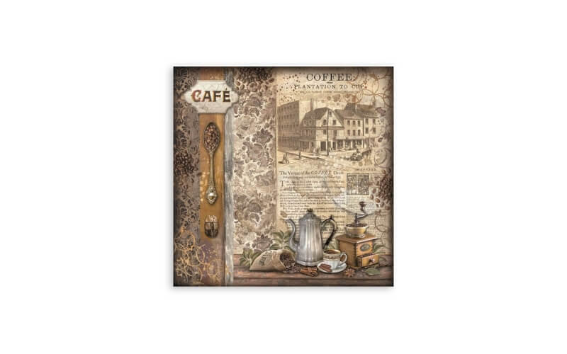 Plakboekpapier 20x20 Coffee and Chocolate Enkelzijdig Stamperia
