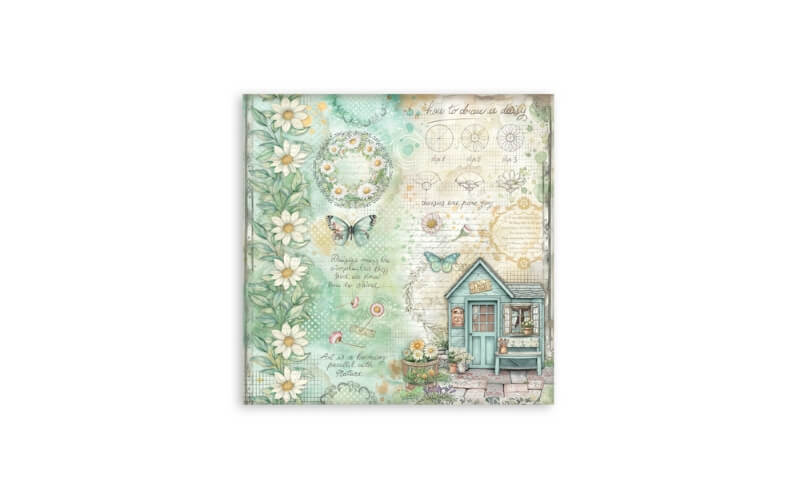 Plakboekpapier 20x20 Daisy Art Enkelzijdig Stamperia