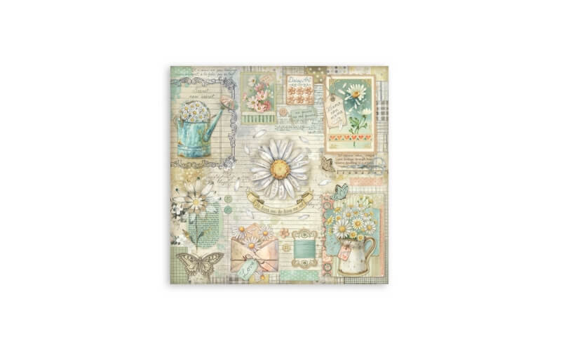 Plakboekpapier 20x20 Daisy Art Enkelzijdig Stamperia