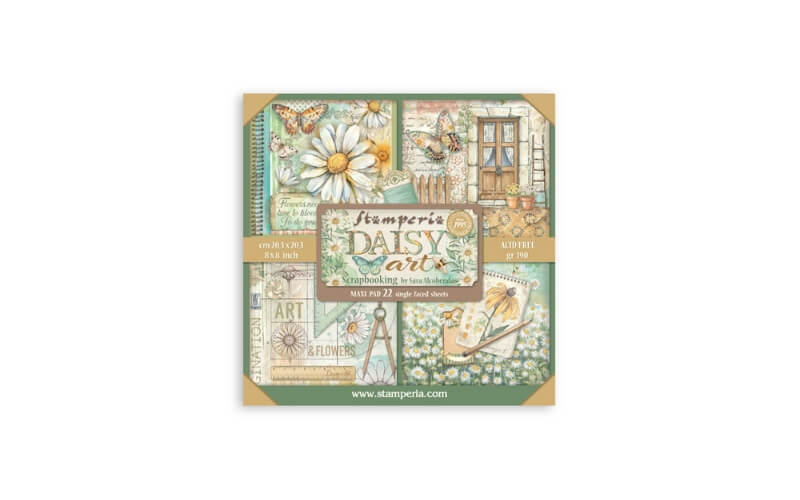 Plakboekpapier 20x20 Daisy Art Enkelzijdig Stamperia