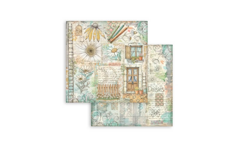 Plakboekpapier 20x20 Daisy Art Stamperia