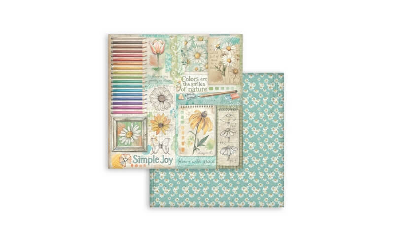 Plakboekpapier 20x20 Daisy Art Stamperia