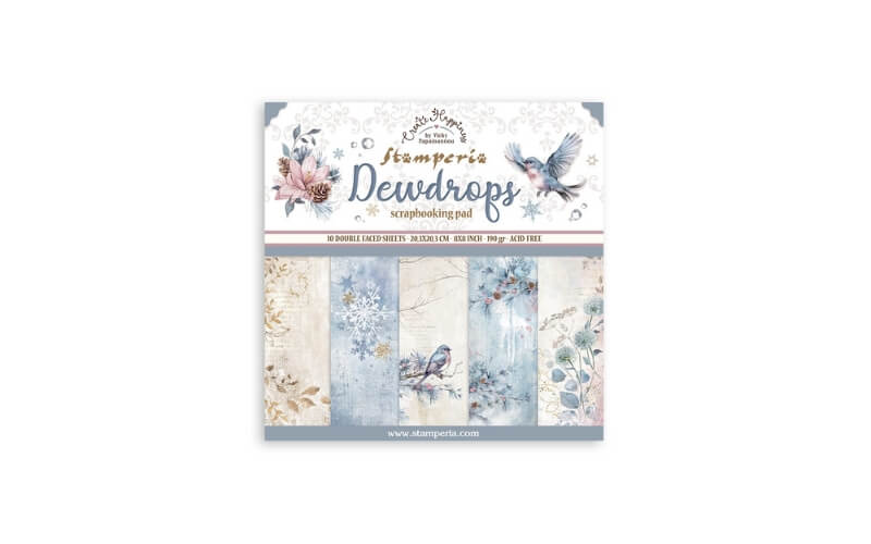 Plakboekpapier 20x20 Dauwdruppels Stamperia