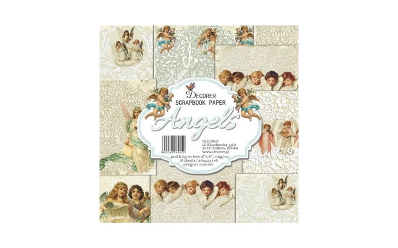 Plakboekpapier 20x20 Engelen Decorer