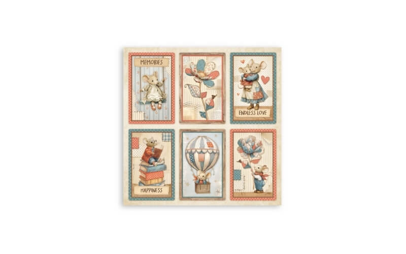 Plakboekpapier 20x20 Family Enkelzijdig Stamperia