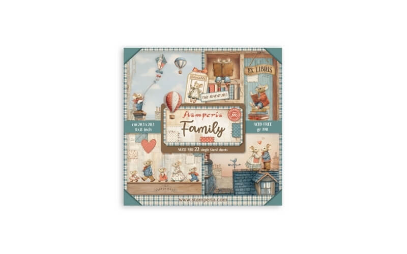 Plakboekpapier 20x20 Family Enkelzijdig Stamperia