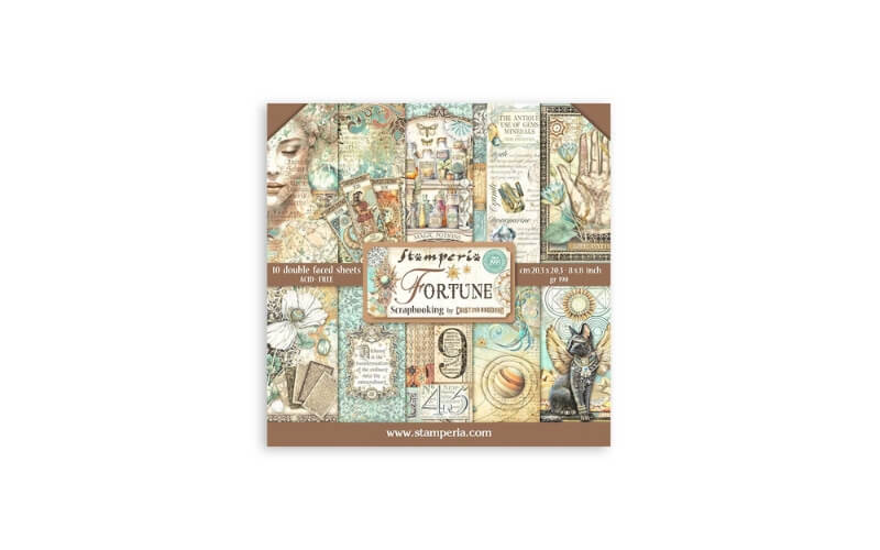 Plakboekpapier 20x20 Fortuin Stamperia