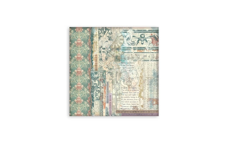 Plakboekpapier 20x20 Gardens of Time Enkelzijdig Stamperia