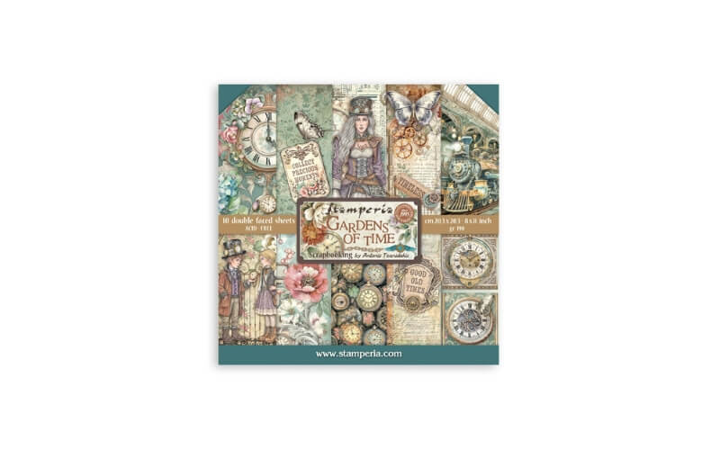 Plakboekpapier 20x20 Gardens of Time Stamperia