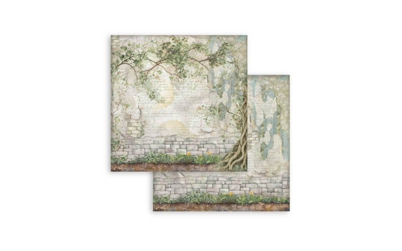 Plakboekpapier 20x20 Herbarium Silvae Achtergrond Stamperia