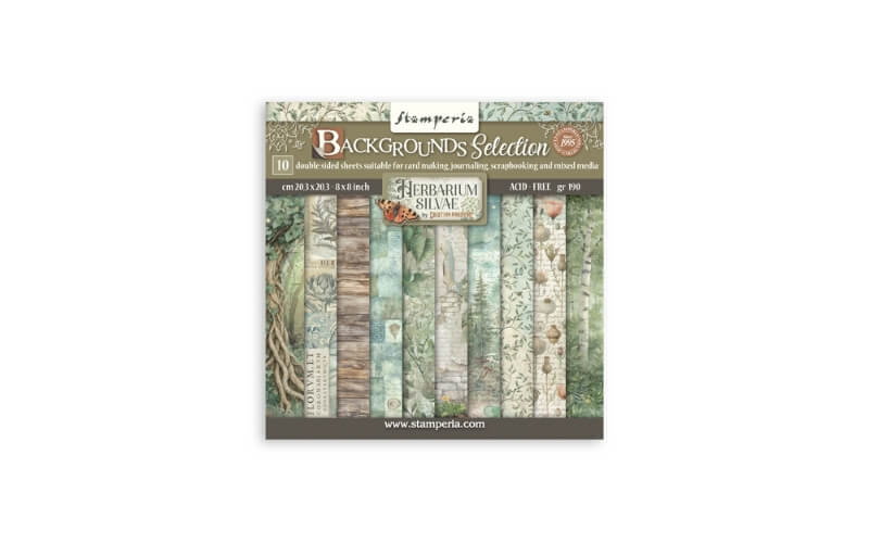 Plakboekpapier 20x20 Herbarium Silvae Achtergrond Stamperia