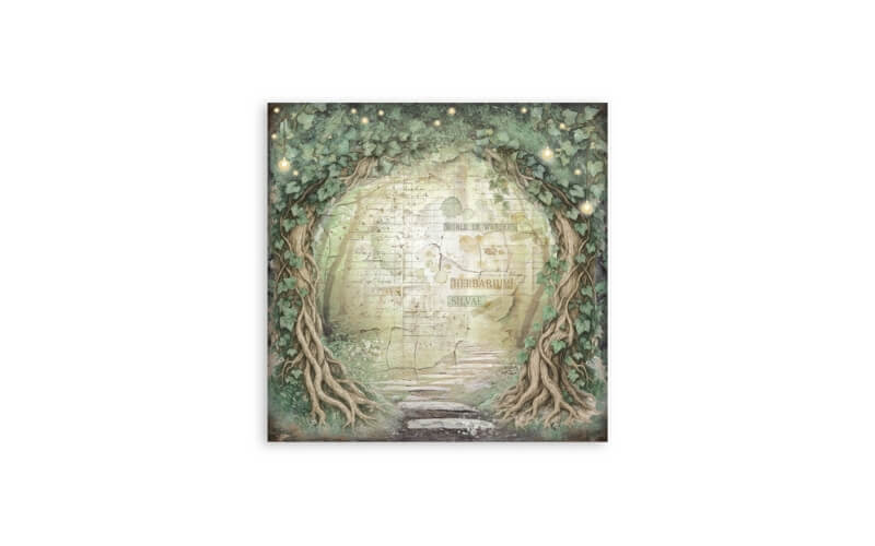 Plakboekpapier 20x20 Herbarium Silvae Eenzijdig Stamperia