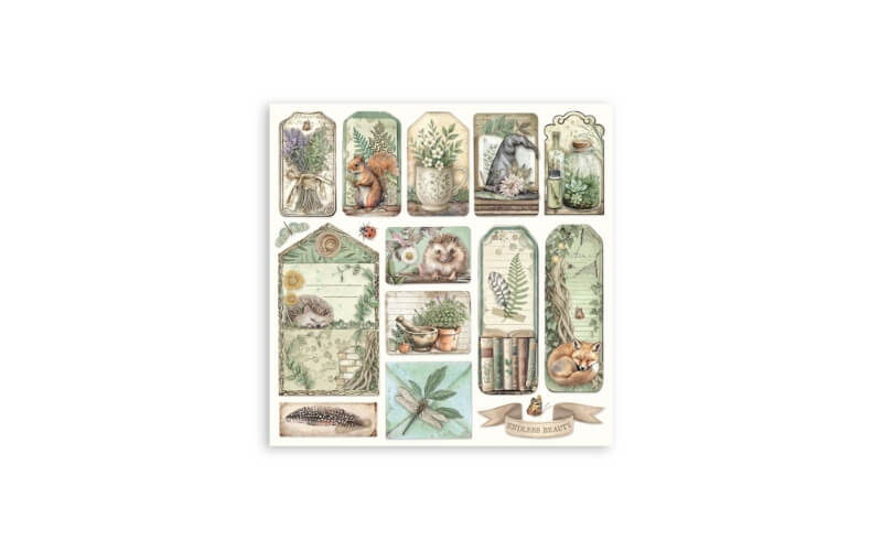 Plakboekpapier 20x20 Herbarium Silvae Eenzijdig Stamperia