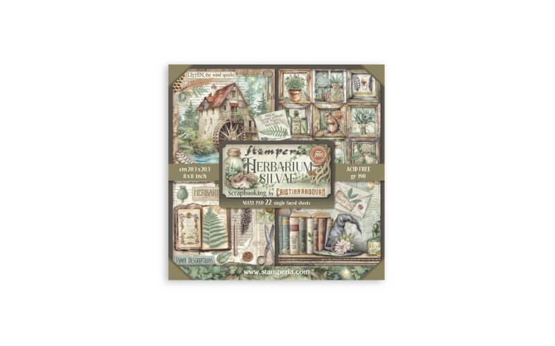 Plakboekpapier 20x20 Herbarium Silvae Eenzijdig Stamperia