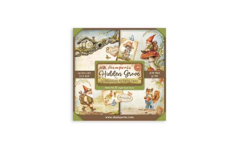 Plakboekpapier 20x20 Hidden Grove Enkelzijdig Stamperia