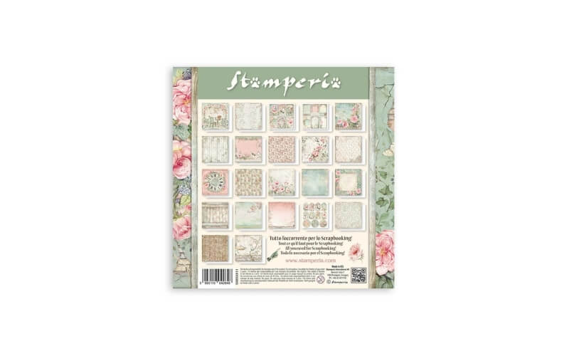 Plakboekpapier 20x20 House of Roses Enkelzijdig Stamperia