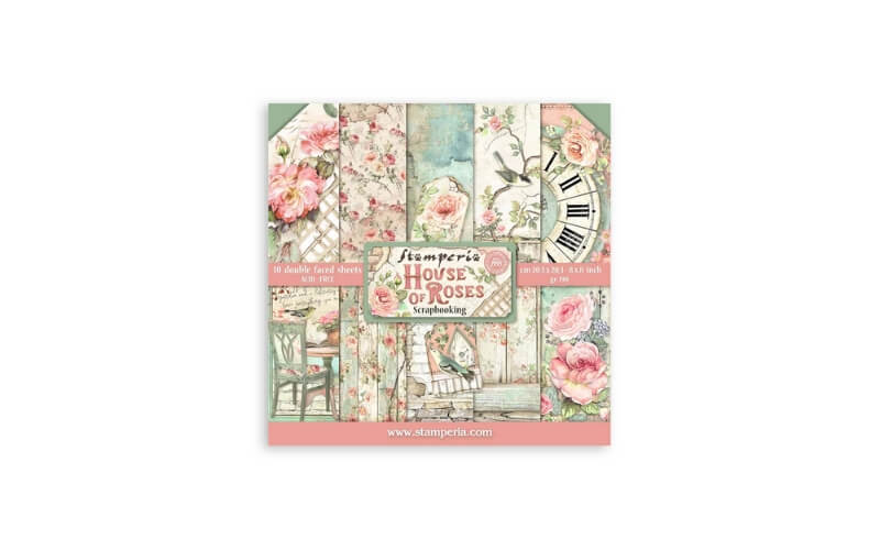 Plakboekpapier 20x20 House of Roses Stamperia
