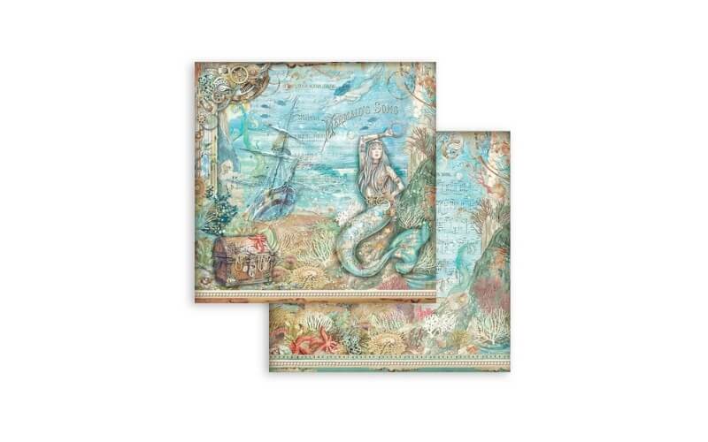 Plakboekpapier 20x20 Liedjes van de Zee Stamperia
