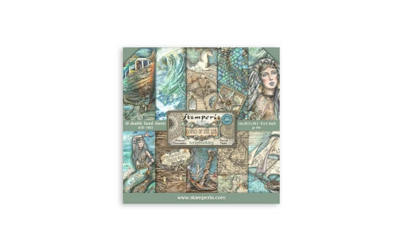Plakboekpapier 20x20 Liedjes van de Zee Stamperia
