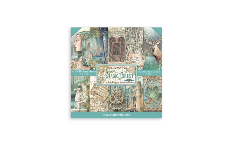 Plakboekpapier 20x20 Magisch Bos Stamperia