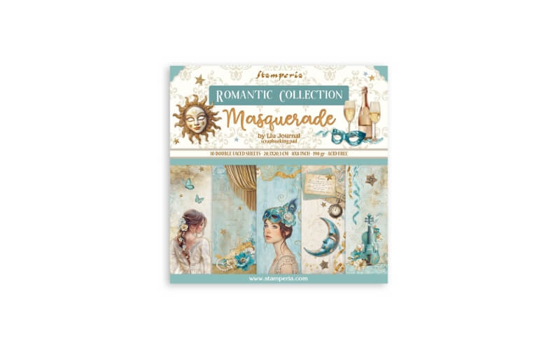 Plakboekpapier 20x20 Masquerade Stamperia