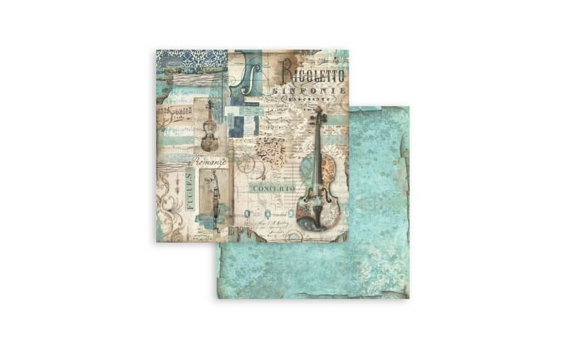 Plakboekpapier 20x20 Muziek Stamperia