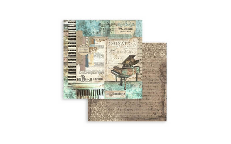 Plakboekpapier 20x20 Muziek Stamperia