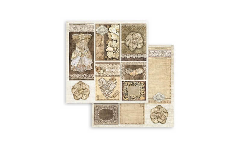 Plakboekpapier 20x20 Oud Kant Stamperia