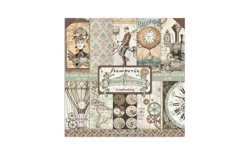 Plakboekpapier 20x20 Reizigers Stamperia