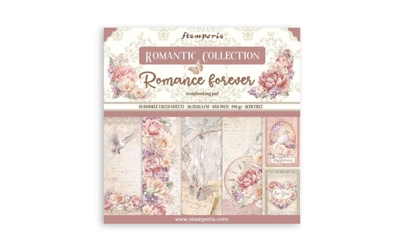 Plakboekpapier 20x20 Romance Forever Stamperia