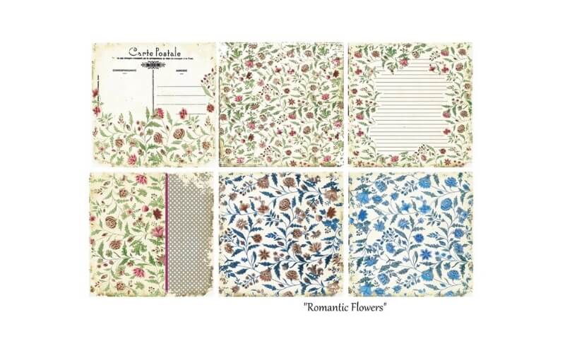 Plakboekpapier 20x20 Romantische Bloemen Decorer