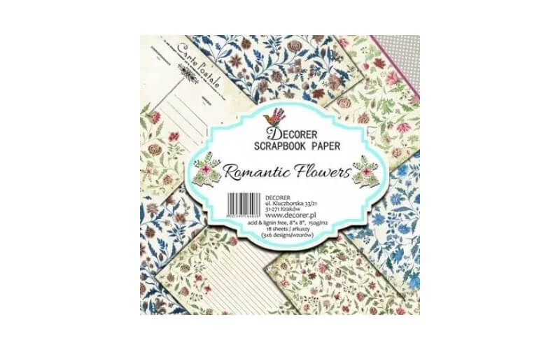 Plakboekpapier 20x20 Romantische Bloemen Decorer