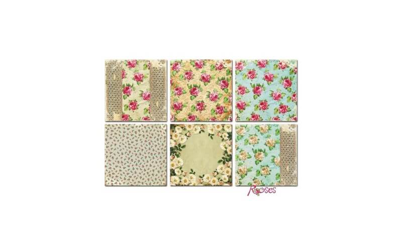 Plakboekpapier 20x20 Rozen Decorer