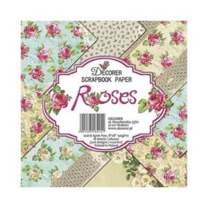 Plakboekpapier 20x20 Rozen Decorer