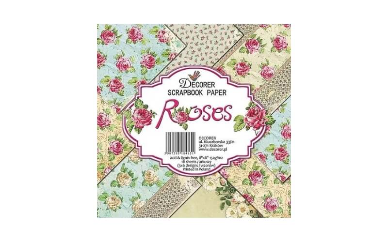 Plakboekpapier 20x20 Rozen Decorer