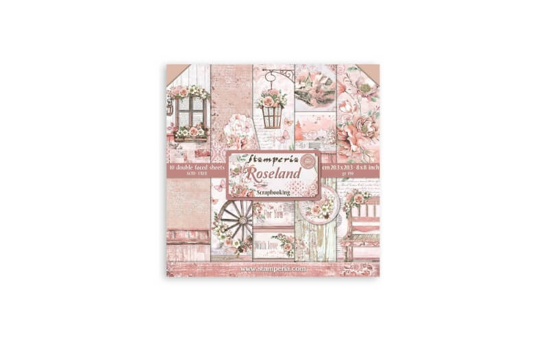 Plakboekpapier 20x20 Rozenland Stamperia