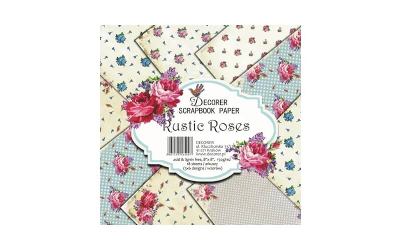 Plakboekpapier 20x20 Rustieke Rozen Decorer
