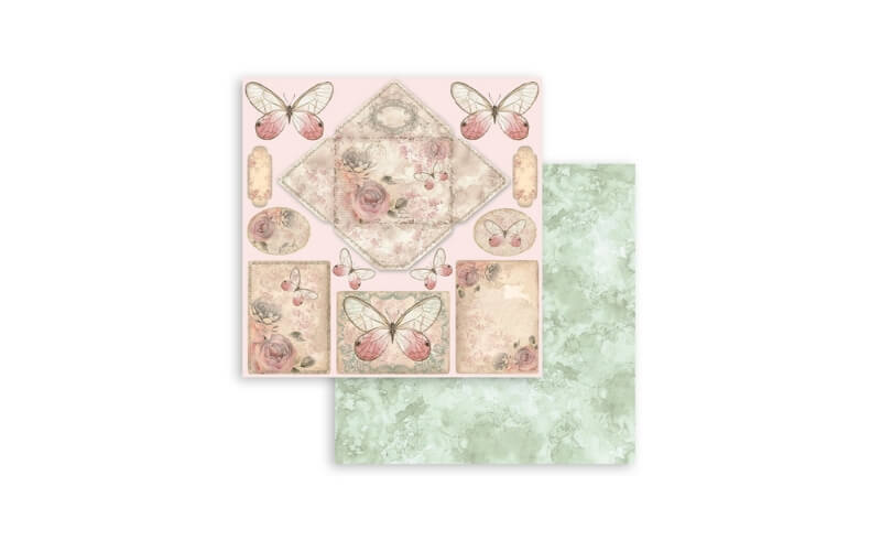 Plakboekpapier 20x20 Shabby Rozen Stamperia